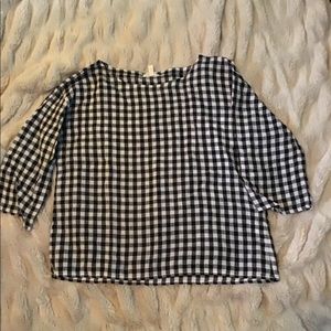 Eileen Fisher organic linen Buffalo plaid.